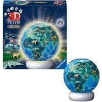 Ravensburger Puzzleball Nachtlicht Erde mit Tiermotiven, 72 Puzzleteile, beleuchtet