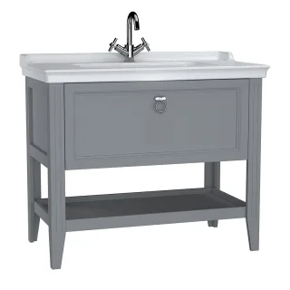 VitrA Valarte Set 100 cm Möbelwaschtisch + Waschtischunterschrank 1 Vollauszug Grau Matt,62184 62184