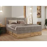 MKS MÖBEL Boxspringbett WOOD CLASSIC KING (Packung, Set, Topper T25/Visco, hohe Kopfteil, Multipocket-Matratze), Polsterbett, zwei Bettkästen, Möbelplattenelementen