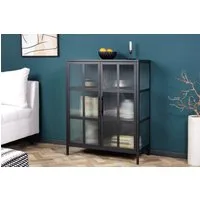 riess-ambiente Vitrine DURA STEEL 80cm schwarz - Metall, Riffelglas, 3 Fächer (Einzelartikel, 1-St) Industrial Design & Glastüren – ideal für Geschirr & Deko im Esszimmer