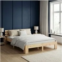 Homestyle4u Massivholzbett 90x200 120x200 140x200 160x200 180x200 Doppelbett Kopfteil Lattenrost (Set, mit Lattenrost, Braun), 180x200, modern, stabil