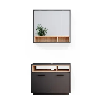 Vicco Badmöbel-Set, Anthrazit, Holzwerkstoff, 11 Fächer, nicht einzeln stellbar,Rechteckig, 80x64x40 cm, Badezimmer, Badmöbelsets & Badmöbelserien, Badmöbel-Sets