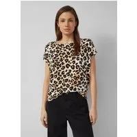 s.Oliver Kurzarmshirt T-Shirt Weiches Jerseyshirt mit Leo-Print