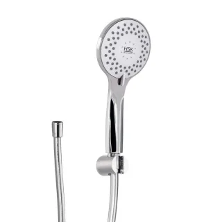 HSK Design-Handbrause Rund inkl. Brauseschlauch, Silber mit Handbrausehalter Rund, 1100080 1100080