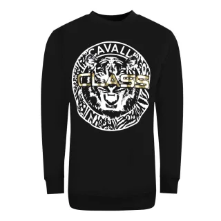 Cavalli Class Damen-sweatshirt Mit Großem Kreislogo, Schwarz