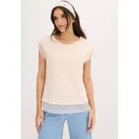 bonprix T-Shirt bequeme Passform, überschnittene Schultern, mit Spitzendetails