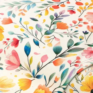 Baumwoll-Canvas Blumen „Doreen“, weiß-color