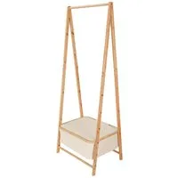 Lumaland Kleiderständer Garderobe aus Bambus - 159 x 60 x 45 cm, integriertes Ablagefach robust und stabil