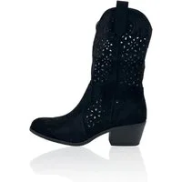 Nowaland Damen Sommerstiefel im modischen Cowboy-Stil Stiefel Seitlicher Reißverschluss-luftiges Cut-Out-Design-femininer Silhouette