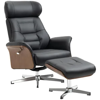 Homcom Relaxsessel, Schwarz, Metall, Echtholz,Eukalyptusholz, Füllung: Schaumstoff, 84x108x80 cm, Wohnzimmer, Sessel, Relaxsessel