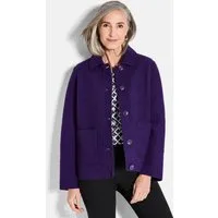 GOLDNER Outdoorjacke Elegante Wolljacke mit Hemdkragen Herbstjacke mit Knopfleiste, aufgesetzten Taschen und Langarm