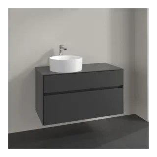 Villeroy und Boch Collaro Waschtischunterschrank C039B0VR 100x54,8x50cm, Waschtisch links, LED-Beleuchtung 7,3 W, graphite