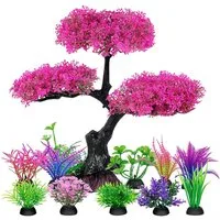 TUWENA Aquariendeko Aquarium Artificial Plastic Plants Decoration, Tree Aquarium Decor Set