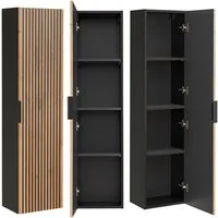 Lomadox Hochschrank XANTEN-56 anthrazit, Wotan Eiche Nb., schwarze Rillen, Softclose