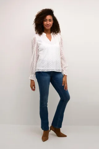 Langarm-Bluse Regular fit white