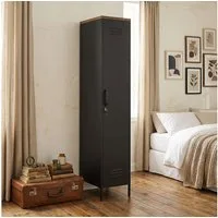 HOMCOM Kleiderschrank Metallschrank Spind mit Verstellbaren Einlegeböden (Set, 1-St., 1er Set) Schlank, Metall, 4 verstellbare Böden