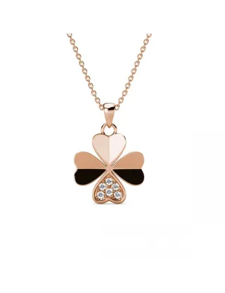 Kleeblatt-Anhänger - Rose Gold und Kristall