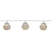 STAR TRADING LED-Lichterkette 10 leuchtende Muscheln 1,35m Batterie Timer Innen weiß, 10-flammig