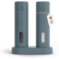 LARS NYSØM Gewürzmühle Spænding praktische Einhandbedienung per Drucktaste, (2 Stück), elektrische Salz- & Pfeffermühle mit eingebautem LED-Licht