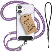 EAZY CASE Handykette Universal Handykette für alle Modelle zum Umhängen, Kordel für Handyhülle Festival Cross Bag Band Handy Cover Violett Lila