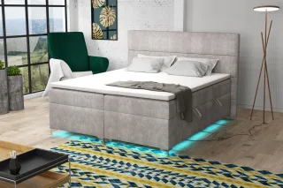 Boxspringbett Schlafzimmerbett CANELA 140x200cm Stoff Preston inkl.Bettkasten