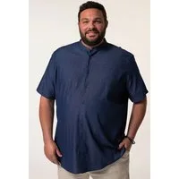 Men Plus Kurzarmhemd Jeansoptik-Hemd Halbarm Stehkragen Comfort Fit