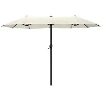 PHI VILLA Sonnenschirm, Balkon Rechteckig Groß Balkonschirm Garten Gartenschirm mit Kurbel UV Schutz Parasol Windfest, Mit der rostfreien Stahlstange und 12 Stahlrippen