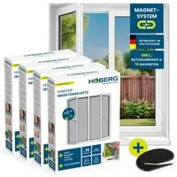Hoberg Insektenschutz-Fensterrahmen Fenster-Fliegengitter mit innovativer Magnetbefestigung, (4-St), Fliegennetz bis 150x130cm individuell zuschneidbar
