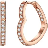 Rafaela Donata Paar Creolen Ohrringe aus Sterling Silber, in roségold, Zirkonia, Herz