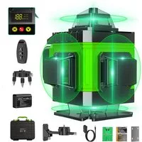 AeroAxis Kreuzlinienlaser Laserwasserwaage 4×360° 16 Linien – Selbstnivellierend ±0,3 mm/m, 2×2500 mAh Akku, Digitalanzeige – Präzise für Baustelle & Heimwerker