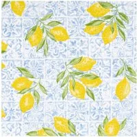 SCHÖNER LEBEN. Stoff Baumwollstoff Meterware Percale Algarve Zitronen blau 150cm gelb, nachhaltig