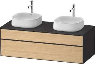 Duravit Zencha Konsolenwaschtischunterbau wandhängend Natur Eiche & Graphit Matt & Supermatt 1300x55 ZE4823B30800000