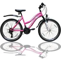 Talson Mountainbike 24 Zoll Fahrrad mit, 21 Gang Shimano, Kettenschaltung, mit Beleuchtung nach StVZO und Gabelfederung Rosa