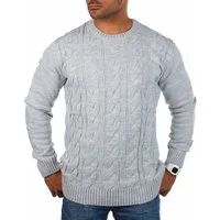 CARISMA Strickpullover Herren mit Zopf Cable Strickmuster Uni Rundhals retro klassisch 7900