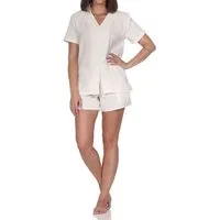 Normann Pyjama Normann Damen kurzarm Shorty Schlafanzug in softer Musselin Qualität