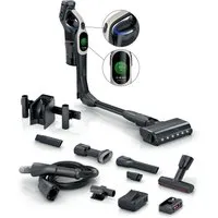BOSCH Akku-Stielstaubsauger BTS1042GQC, 0 W, beutellos, Display, Knickrohr, HEPA-Filtersystem, Schnellladegerät, 2 Akkus, grau
