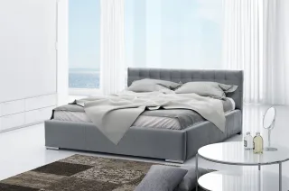 Polsterbett Doppelbett DAVE Komplettset Polyesterstoff Grau 180x200cm