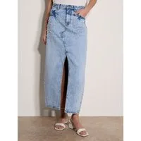 Apricot Midirock Midi-Jeansrock mit Perlenverzierung mit Perlenverzierung