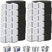 Invengo Ersatzfilter Katzenbrunnen Filter Set 12 Kohlefilter 12 Schwämme kompatibel, Zubehör für Invengo MeowFlow E20 & MeowFlow Serie, Mehrstufige Filterstruktur mit Kohlefilter und Schwamm Vorfilter