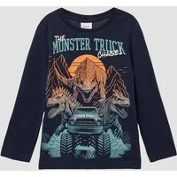 s.Oliver Langarmshirt T-Shirt Longsleeve mit großem Dino-Print und Stickerei-Details