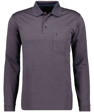 RAGMAN - Softknit-Poloshirt Fishnet, Langarm Mokka - Gr. - M