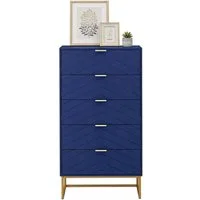 UEV Kommode mit 5 Schublanden, Sideboard, Schubladenschrank, Schmal kommode modern (60x34x110cm, Schrank für Wohnzimmer Schlafzimmer Flur Büro), mit Kippschutz Aufbewahrungskommode, Mehrzweckschrank aus Holz