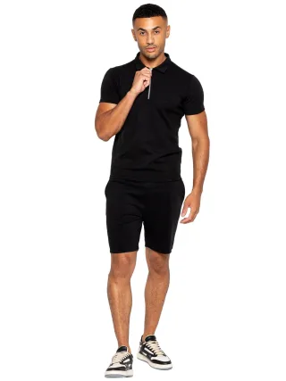 Enzo | Herren-Polo-Trainingsanzug-Set - Schwarz