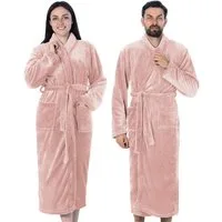 Gräfenstayn Unisex-Bademantel Damen Herren Kuschelfleece Bademantel Größe S-XXXL, warm & kuschelig, Waden bis Knöchellang, Fronttaschen, Gürtel, S-XXXL