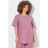 Ulla Popken Longbluse Bluse Leinenmix Streifen Rundhals Halbarm