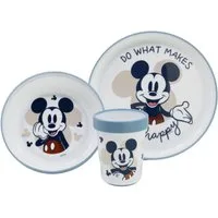 Disney Mickey Mouse Kindergeschirr-Set 3-teilig – Rutschfestes Ess-Set mit Teller, Schüssel & Becher (3-tlg)