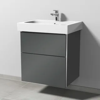 Sanipa 3way Waschtischunterbau zu Geberit iCon Waschtisch mit 2 Auszügen, Anthrazit-Glanz BS65079