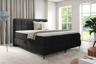 Boxspringbett Schlafzimmerbett SOPHIE 140x200cm Stoff Aragon Schwarz