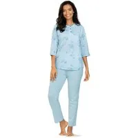 comtessa Schlafanzug Dreamy breeze (Set, 2 tlg., 2-teilig) Damen Pyjama 2-teilig lang geknöpft 3/4 Arm Baumwolle große Größen