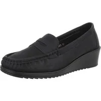 Ital-Design Elegante Slipper für Komfort und Stil Slipper (89092003) Keilabsatz/Wedge Mokassins in Schwarz
